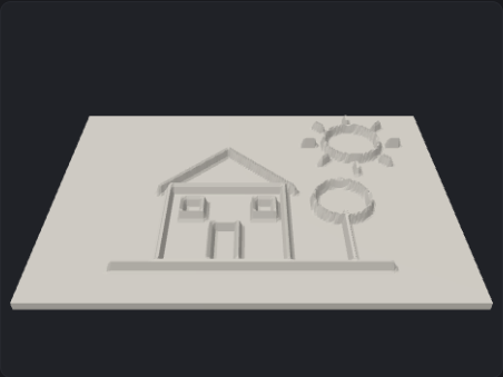 3D preview: the drawing's lines raised from a flat plate