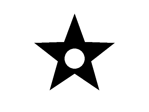 Test picture: a black five-pointed star with a round hole on white