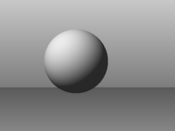 Test picture: a shaded grey sphere above a horizon, like a photo